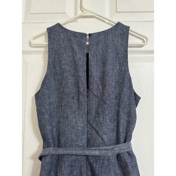 Banana Republic Women Chambray Blue Linen Blend Tie Waist Jumpsuit, Size 4 - Picture 7 of 11
